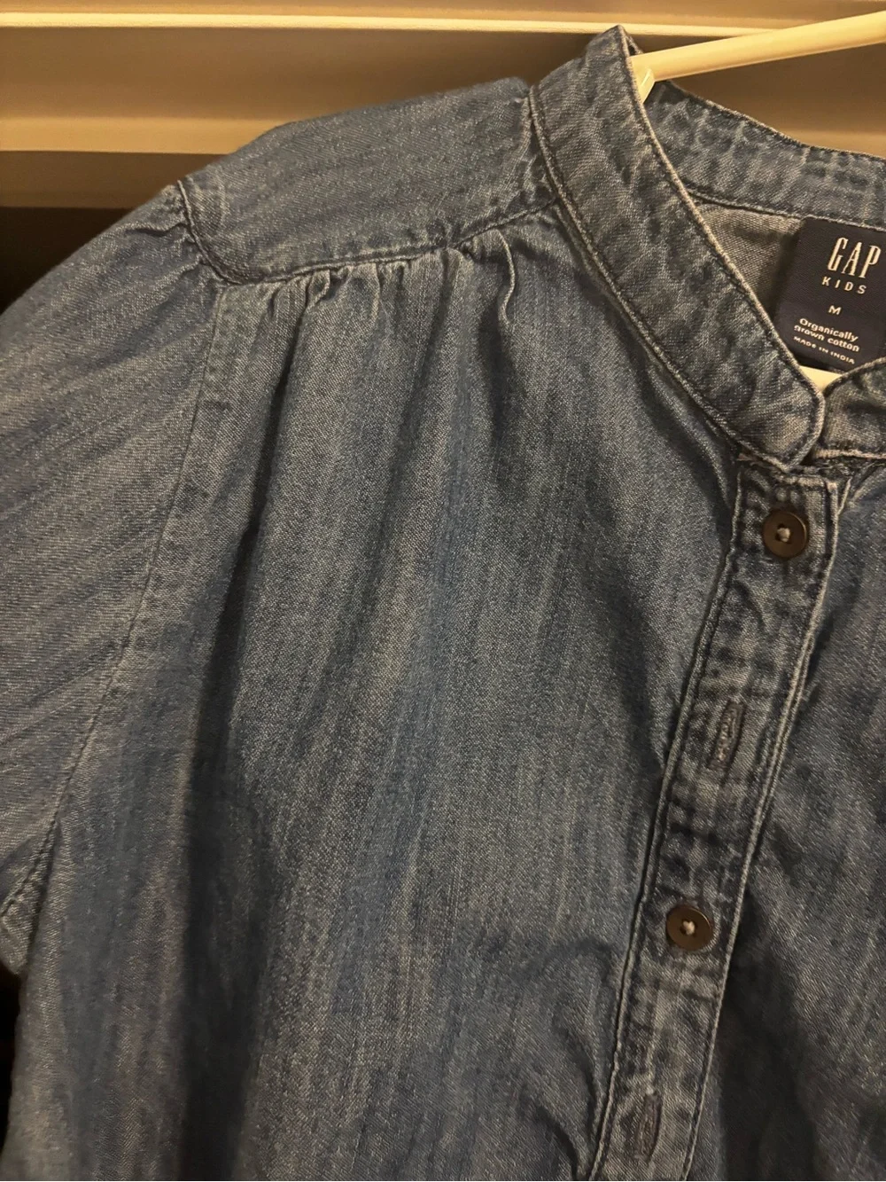 GAP Denim made with Organic Cotton Henley Partial button down  Top - Blue